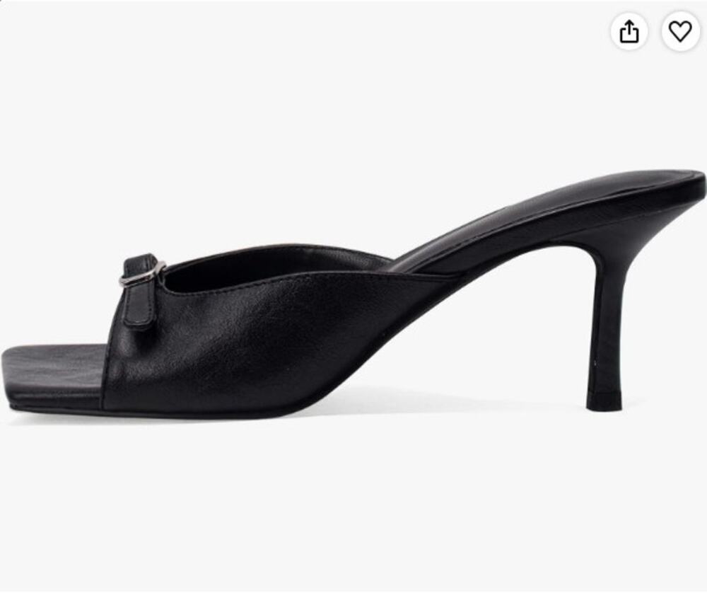 Women’s Square Open Toe Heeled Sandals Buckle Stiletto High Heels Mules kitten